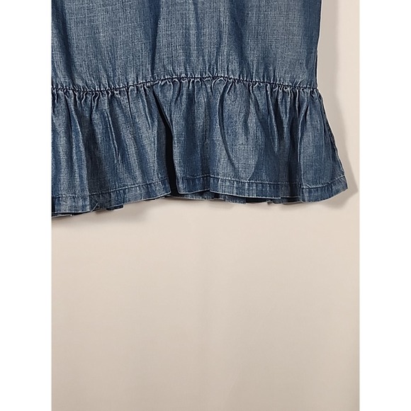 Chelsea & Theodore Peplum Embroidered Floral Top Chambray Blouse Women Large - Picture 5 of 13